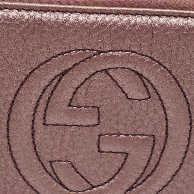 Pre Owned Gucci Soho Metallic Purple Leather Continental Wallet