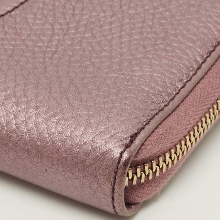 Pre Owned Gucci Soho Metallic Purple Leather Continental Wallet