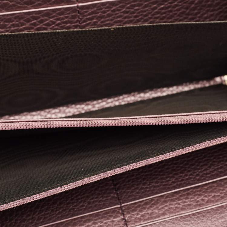 Pre Owned Gucci Soho Metallic Purple Leather Continental Wallet