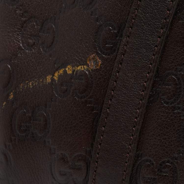 Pre Owned Gucci Abbey D-Ring Dark Brown Guccissima Leather Crossbody Bag