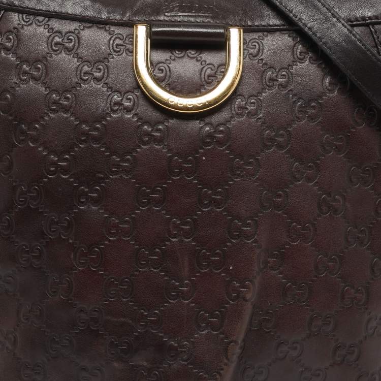 Pre Owned Gucci Abbey D-Ring Dark Brown Guccissima Leather Crossbody Bag