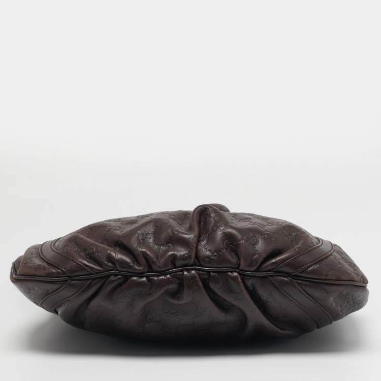 Pre Owned Gucci Abbey D-Ring Dark Brown Guccissima Leather Crossbody Bag