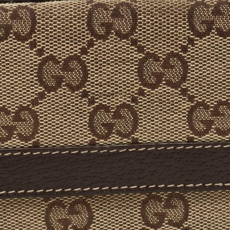 Pre Owned Gucci Beige/Brown GG Canvas and Leather French Wallet