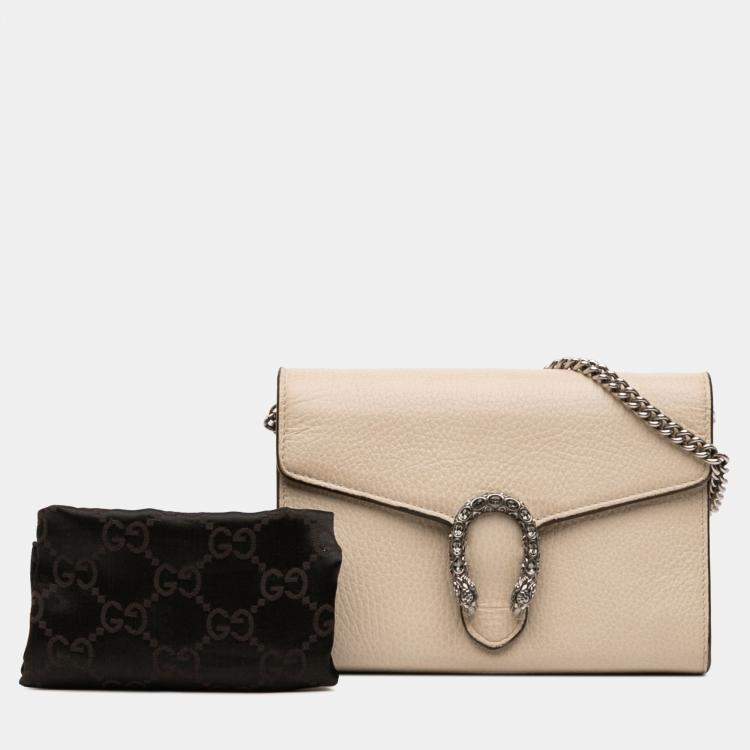 مملوكة مسبقًا Gucci Brown Mini Leather Dionysus Wallet on Chain
