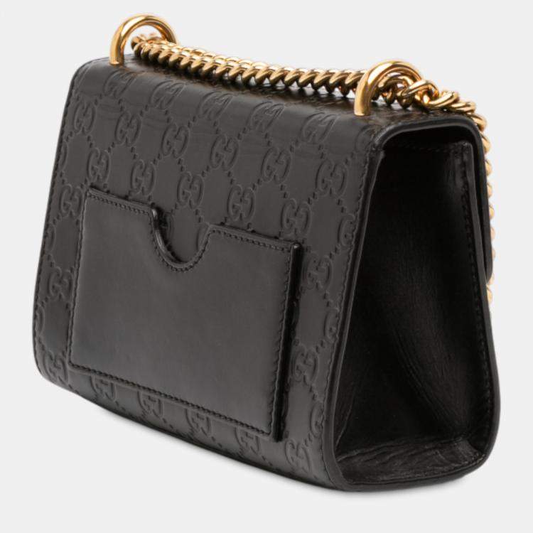 Pre Owned Gucci Black Small Guccissima Padlock Crossbody