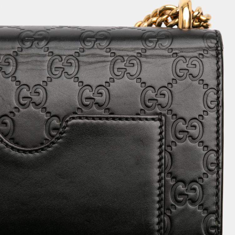 Pre Owned Gucci Black Small Guccissima Padlock Crossbody