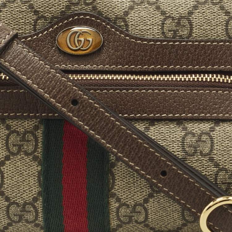 Pre Owned Gucci Ophidia Mini Beige/Brown GG Supreme Canvas and Leather Crossbody Bag