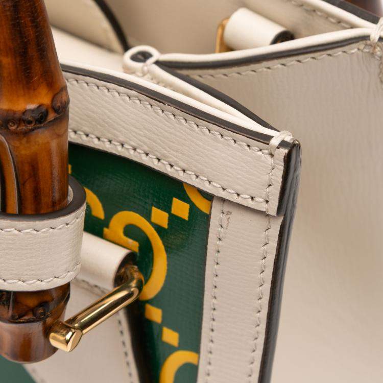 Pre Owned Gucci Green Mini Leather Bamboo GG Diana Satchel