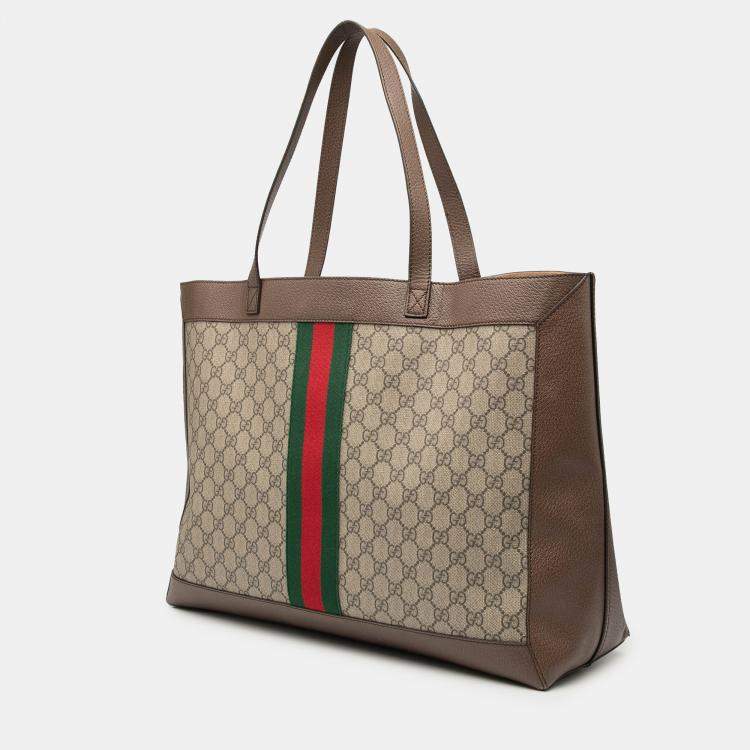 Pre Owned Gucci Brown GG Supreme Ophidia Tote