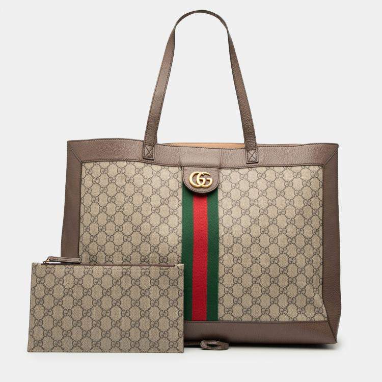 Pre Owned Gucci Brown GG Supreme Ophidia Tote