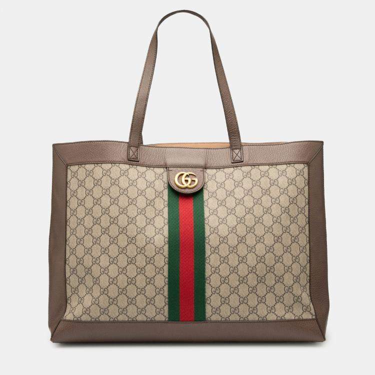 Pre Owned Gucci Brown GG Supreme Ophidia Tote