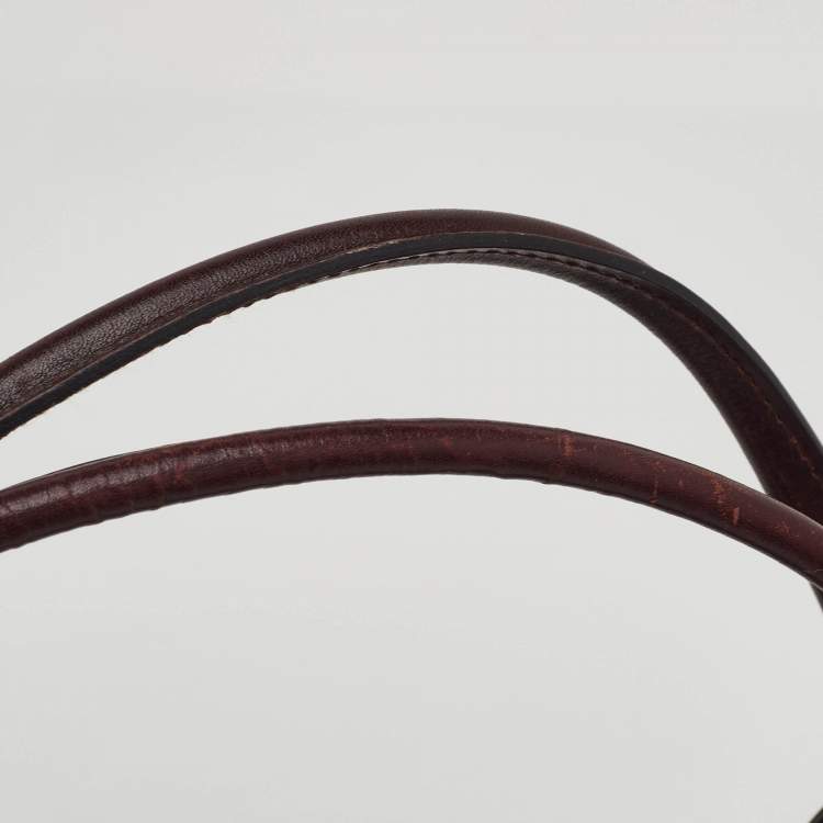 Pre Owned Gucci Topstitch Dark Brown Leather Hobo