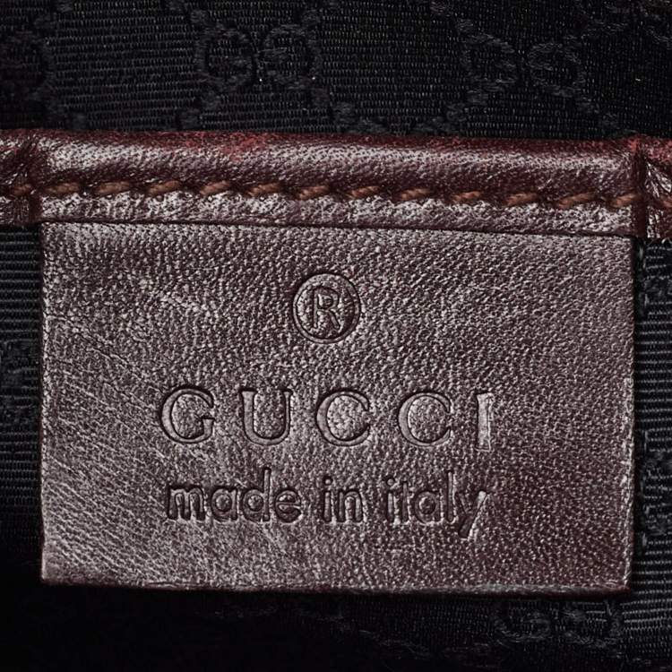 Pre Owned Gucci Topstitch Dark Brown Leather Hobo