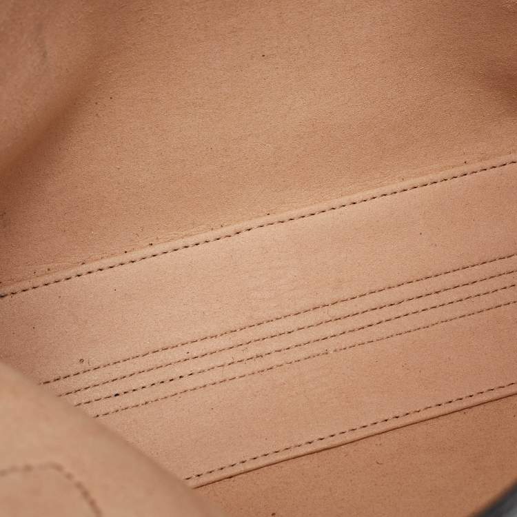 Pre Owned Gucci GG Marmont Dahlia Small Black Leather Tote