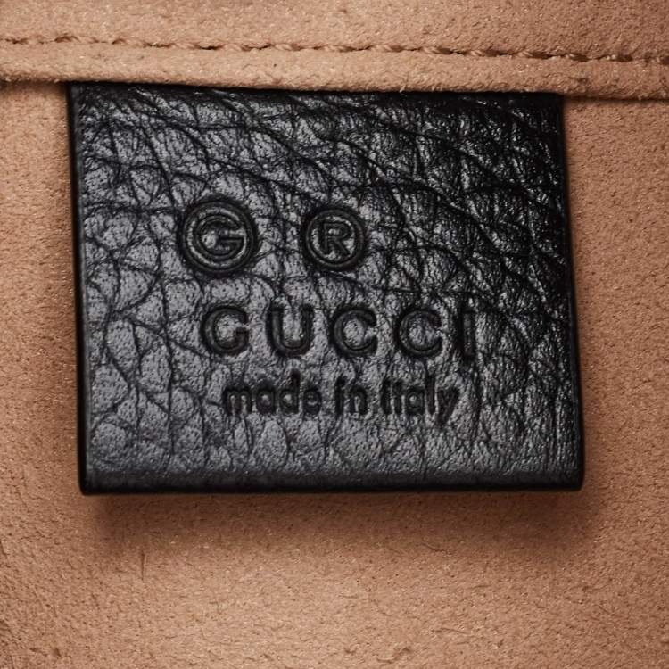 Pre Owned Gucci GG Marmont Dahlia Small Black Leather Tote