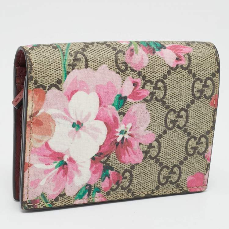 Pre Owned Gucci Multicolor GG Supreme Blooms Canvas Card Case