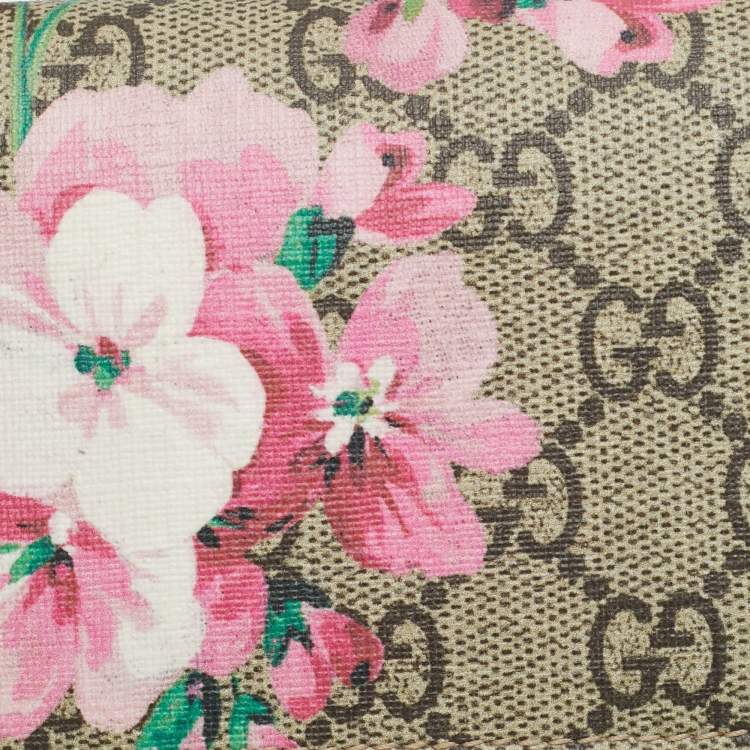 Pre Owned Gucci Multicolor GG Supreme Blooms Canvas Card Case