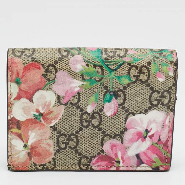 Pre Owned Gucci Multicolor GG Supreme Blooms Canvas Card Case