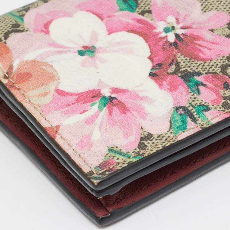 Pre Owned Gucci Multicolor GG Supreme Blooms Canvas Card Case