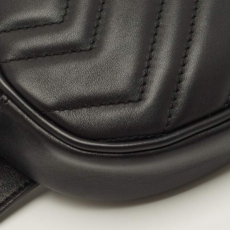 Pre Owned Gucci GG Marmont Black Matelassé Leather Belt Bag