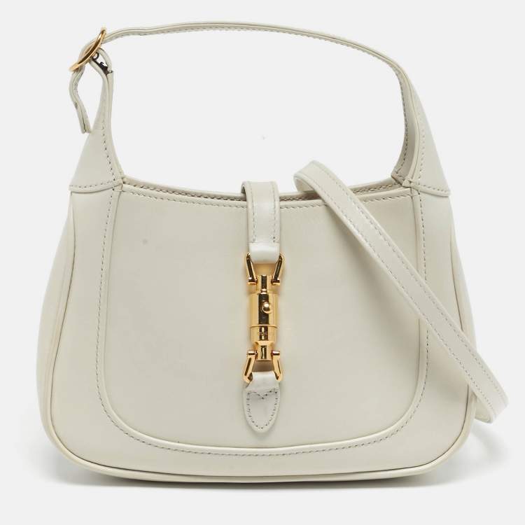 Pre Owned Gucci Jackie 1961 Mini Off White Leather Shoulder Bag