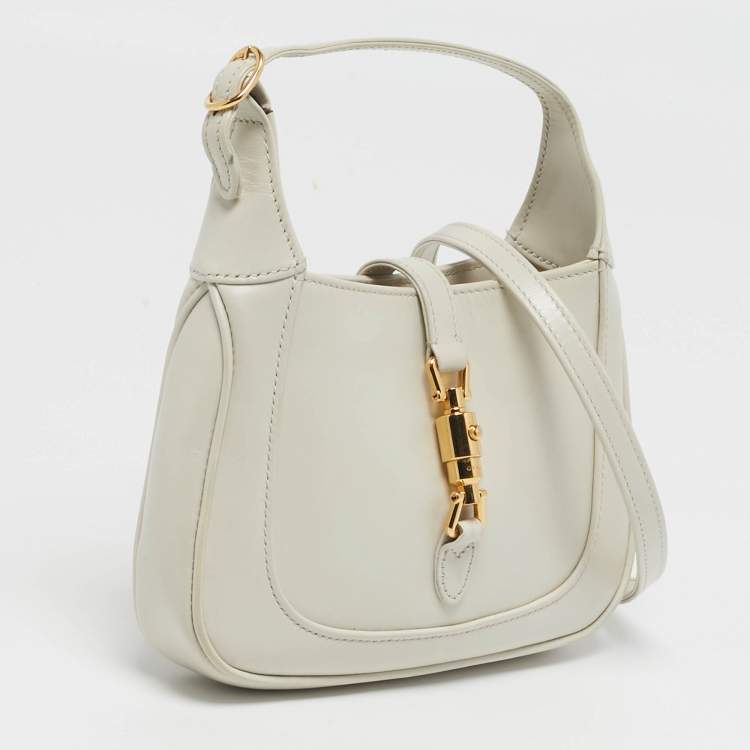 Pre Owned Gucci Jackie 1961 Mini Off White Leather Shoulder Bag