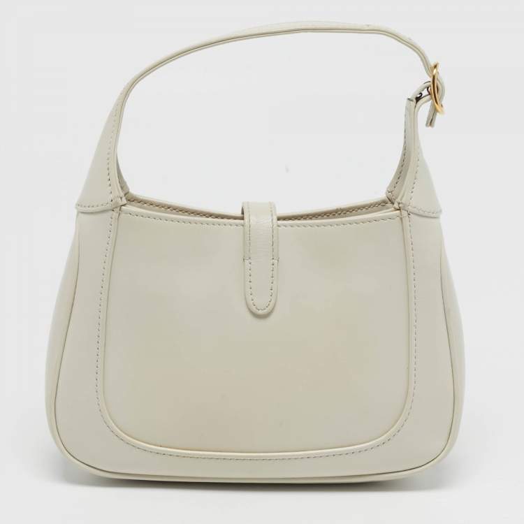 Pre Owned Gucci Jackie 1961 Mini Off White Leather Shoulder Bag
