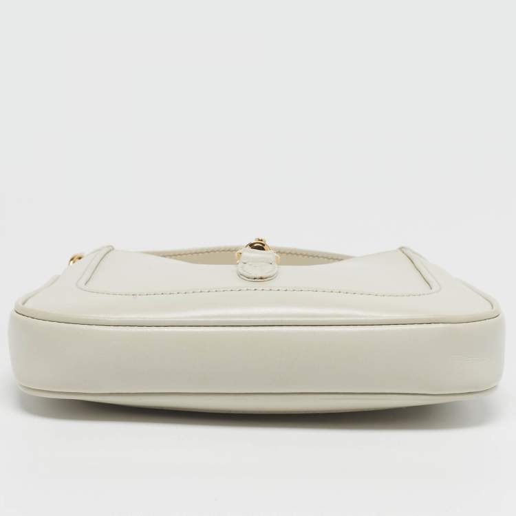 Pre Owned Gucci Jackie 1961 Mini Off White Leather Shoulder Bag