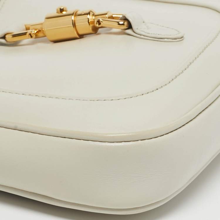 Pre Owned Gucci Jackie 1961 Mini Off White Leather Shoulder Bag