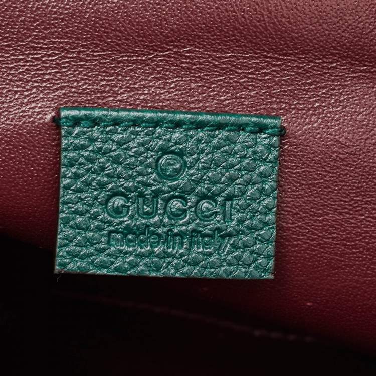 Pre Owned Gucci Zumi Small Dark Green Grain Leather Interlocking G Horsebit Tote