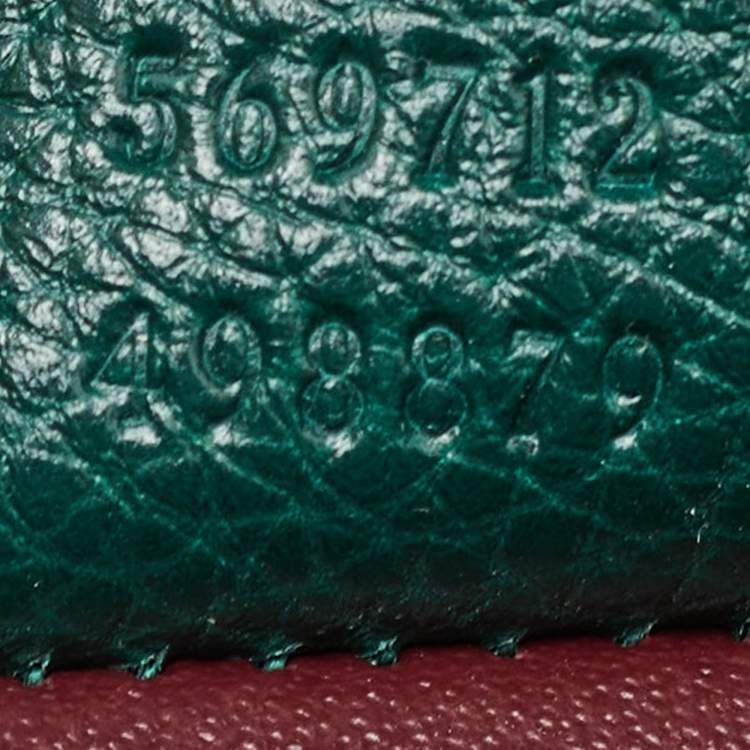 Pre Owned Gucci Zumi Small Dark Green Grain Leather Interlocking G Horsebit Tote