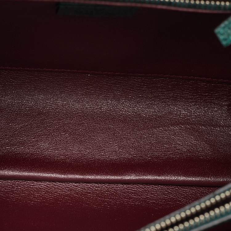 Pre Owned Gucci Zumi Small Dark Green Grain Leather Interlocking G Horsebit Tote