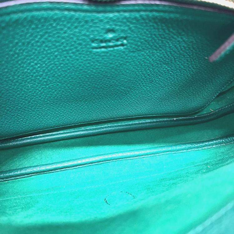 Pre Owned Gucci Jackie 1961 Small 2-Way Shoulder Bag Leather Green