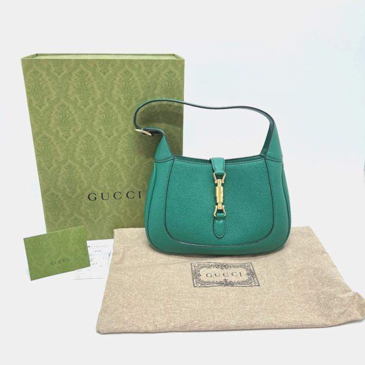 Pre Owned Gucci Jackie 1961 Small 2-Way Shoulder Bag Leather Green