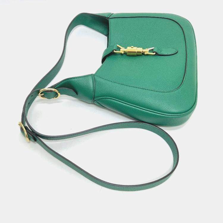 Pre Owned Gucci Jackie 1961 Small 2-Way Shoulder Bag Leather Green