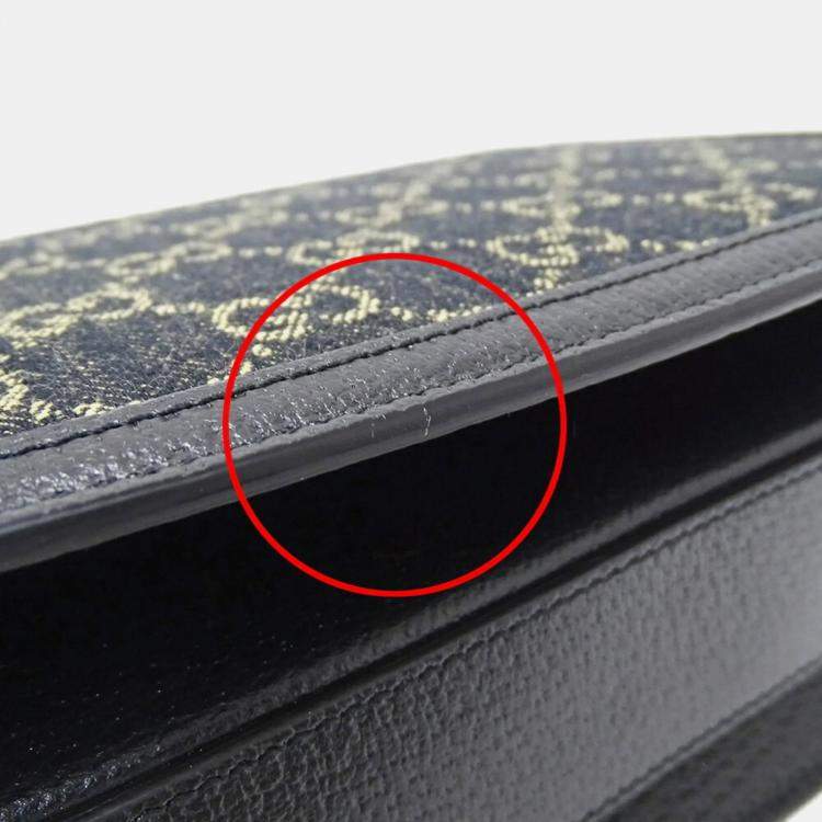 Pre Owned Gucci Horsebit 1955 Denim Shoulder Bag Black