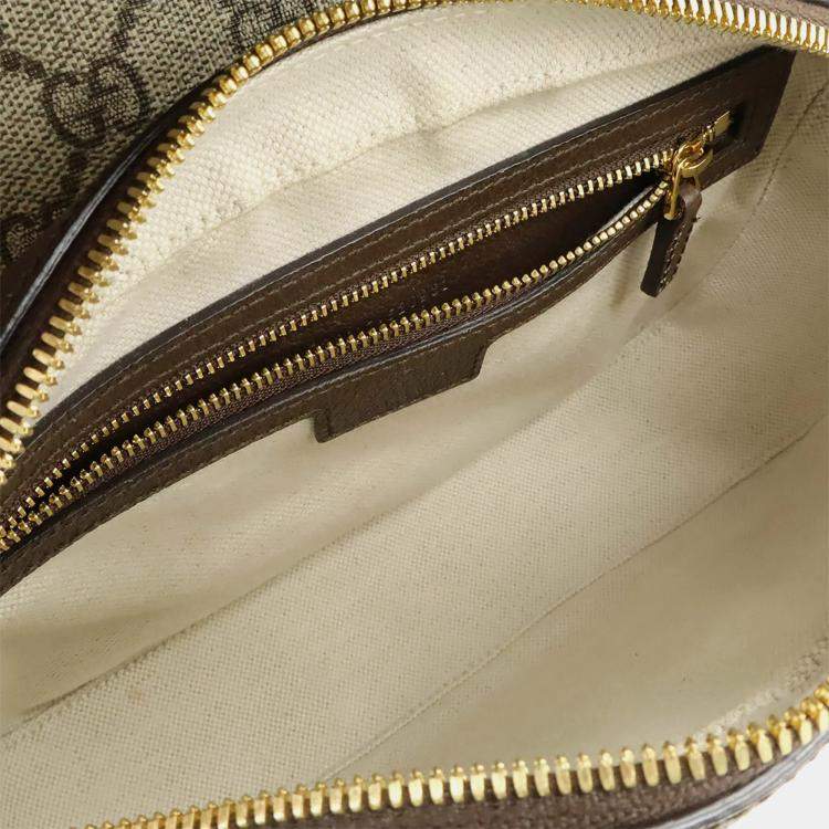 Pre Owned Gucci Ophidia Gg Supreme Small Shoulder Bag With Web Stripe Strap And Clutch In Beige Pvc