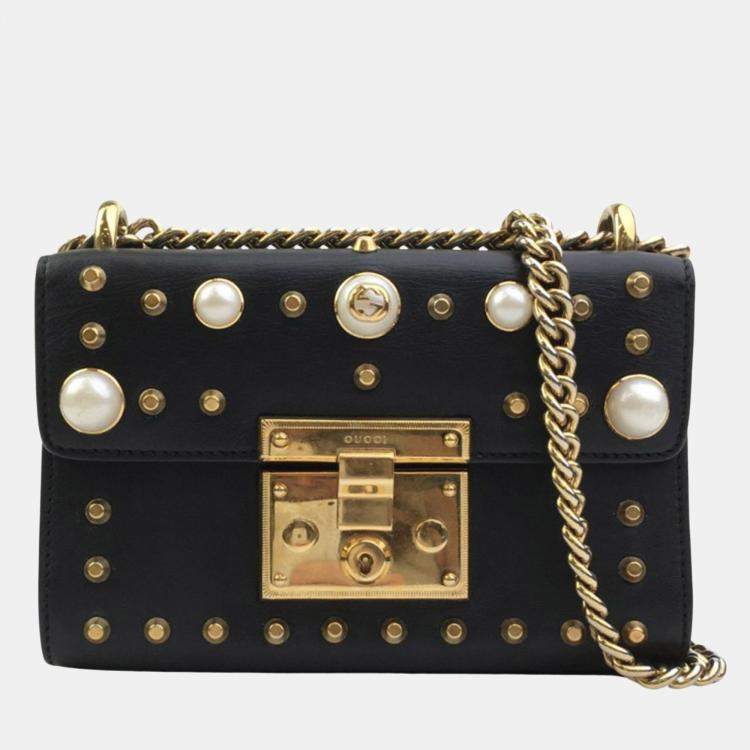 Pre Owned Gucci Small Studded Padlock Bag
