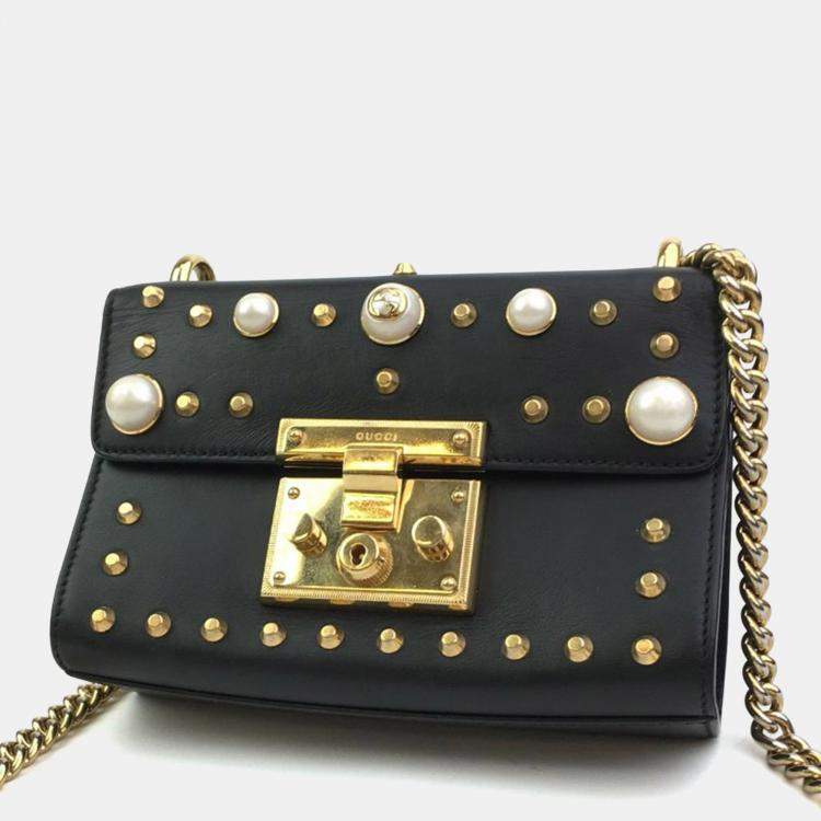 Pre Owned Gucci Small Studded Padlock Bag
