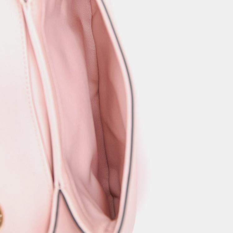 Pre Owned Gucci Pink Leather Mini Blondie Crossbody Bag with Web Canvas Strap