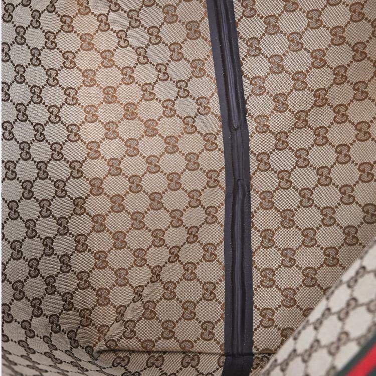 Pre Owned Gucci Brown GG Canvas Web Medium Totissima Tote Bag with Pouch