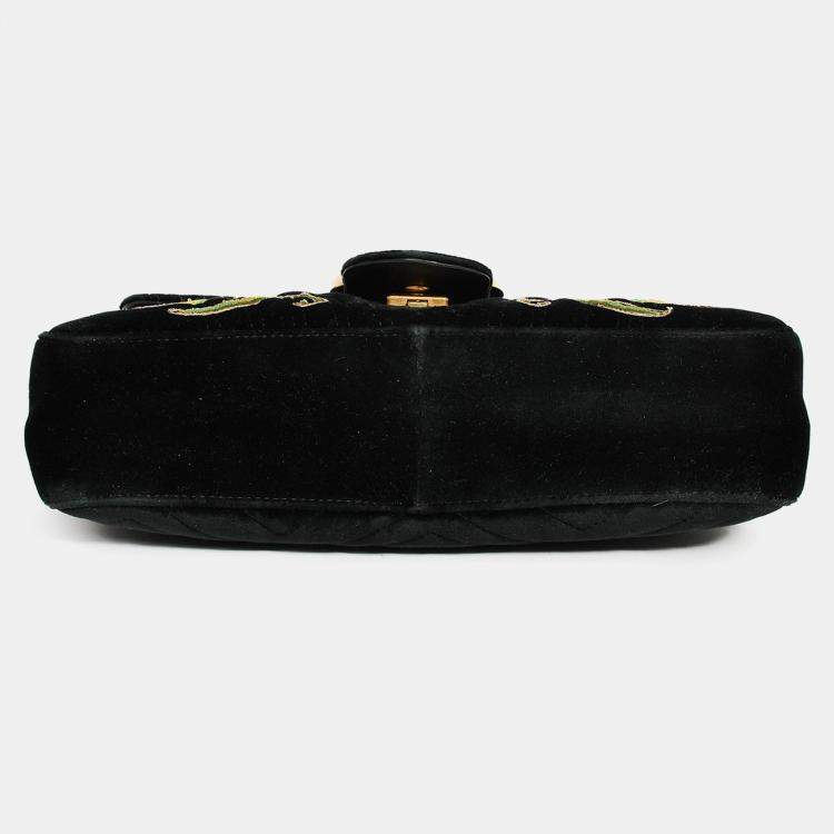 مملوكة مسبقًا Gucci Black Velvet Pearl Loved Medium Marmont Bag