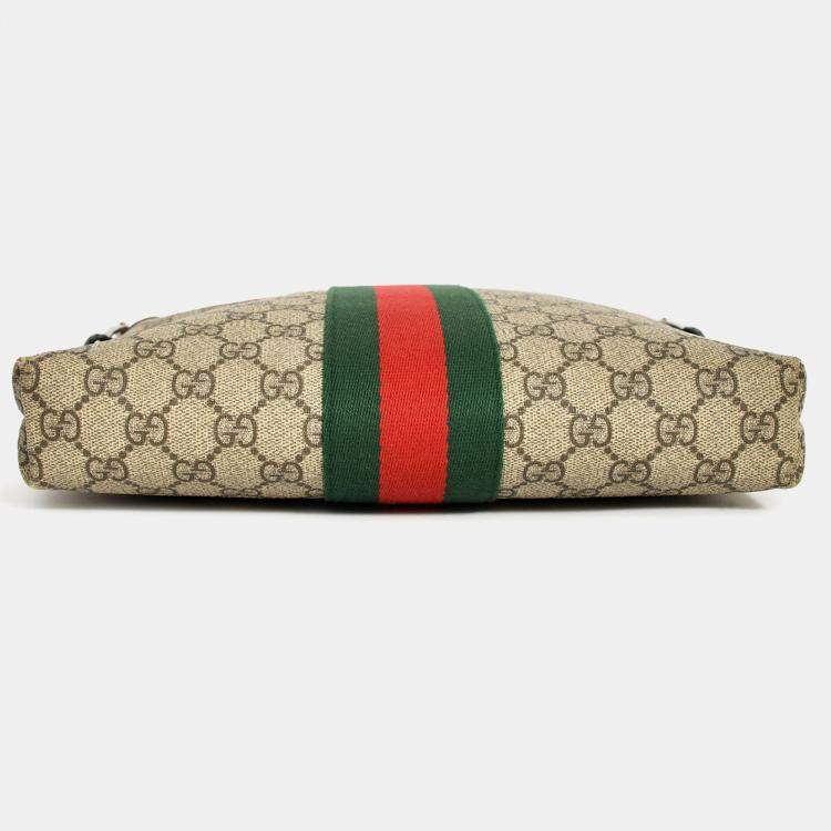 Pre Owned Gucci Brown/Black Canvas/Leather GG Supreme Messenger Bag