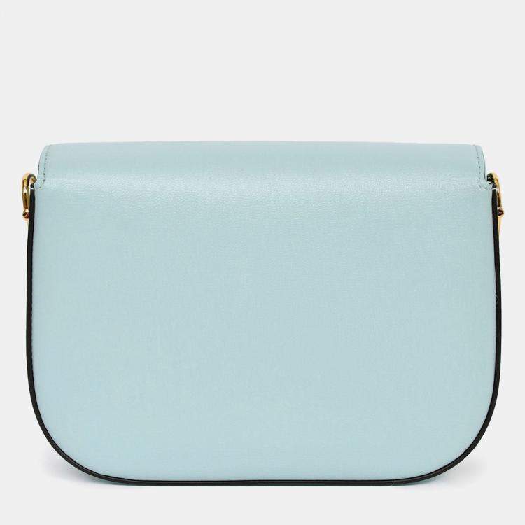 Pre Owned Gucci Blue Leather Crystal Horsebit 1955 Mini Shoulder Bag