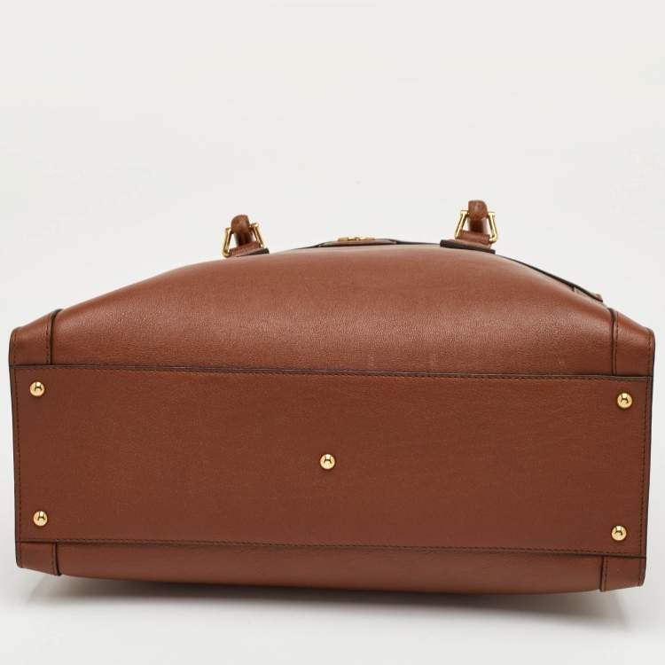 Pre Owned Gucci Bamboo Diana Medium Brown Leather Tote