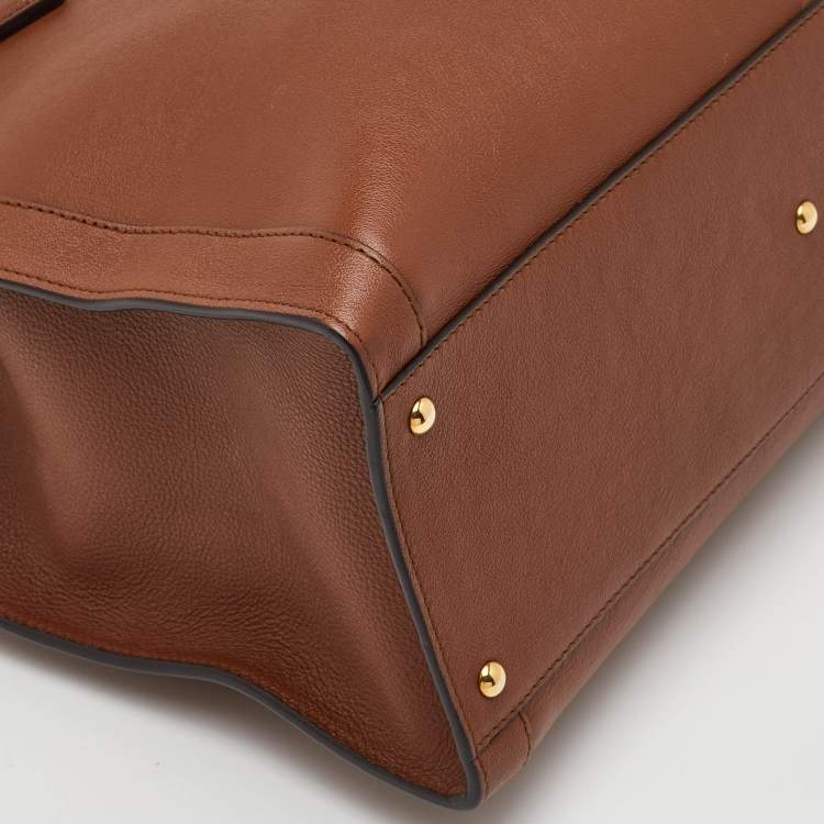 Pre Owned Gucci Bamboo Diana Medium Brown Leather Tote