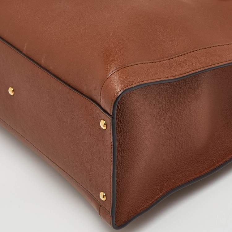 Pre Owned Gucci Bamboo Diana Medium Brown Leather Tote