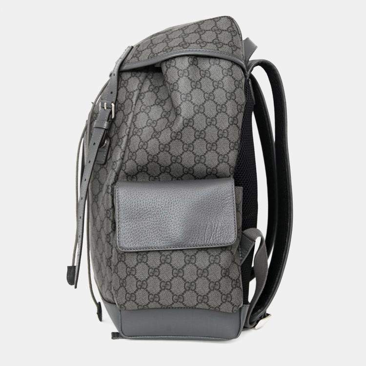 Pre Owned Gucci Grey Canvas GG Supreme Medium Backpack