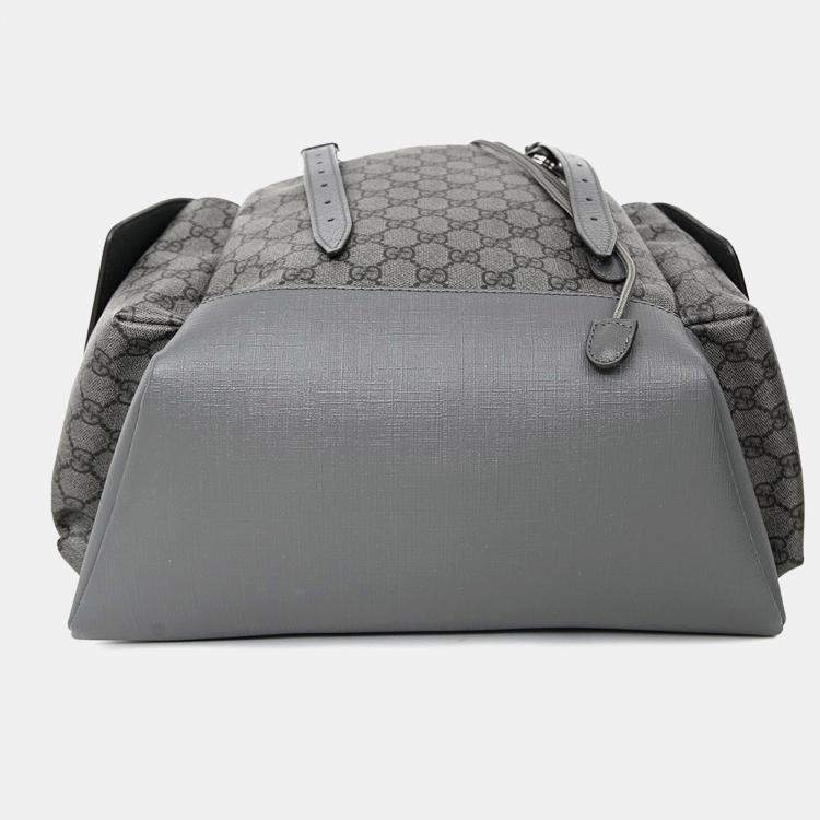 Pre Owned Gucci Grey Canvas GG Supreme Medium Backpack