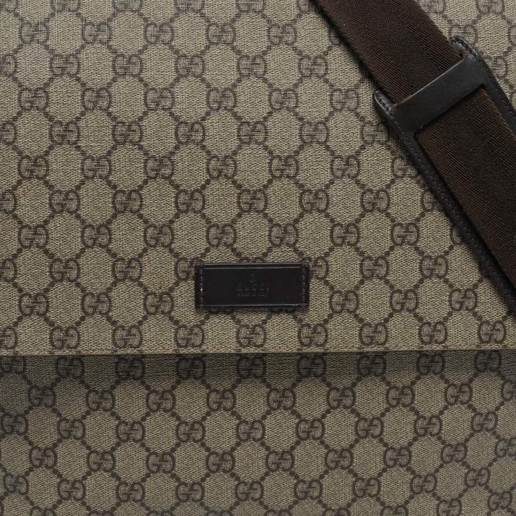 Pre Owned Gucci Diaper Beige/Brown GG Supreme Canvas and Leather Messenger Bag
